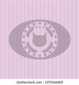 cat face icon inside pink emblem