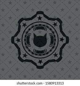 cat face icon inside realistic black emblem