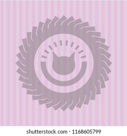 cat face icon inside retro style pink emblem
