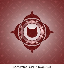 cat face icon inside retro red emblem