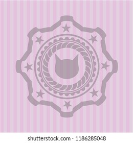 cat face icon inside retro style pink emblem