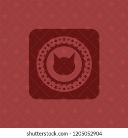 cat face icon inside retro style red emblem