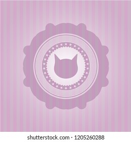 cat face icon inside retro style pink emblem