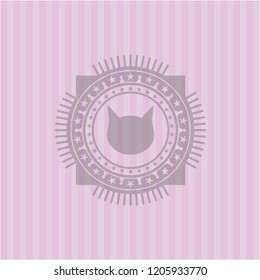 cat face icon inside retro pink emblem