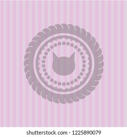 cat face icon inside retro pink emblem