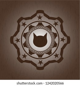 cat face icon inside retro wood emblem