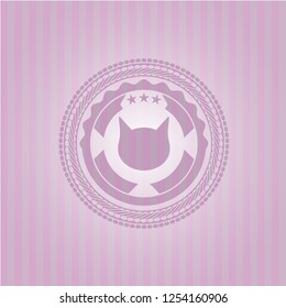 cat face icon inside retro style pink emblem