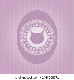 cat face icon inside retro pink emblem