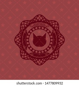 cat face icon inside retro style red emblem