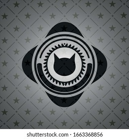 cat face icon inside retro style black emblem