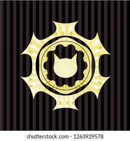 cat face icon inside shiny emblem