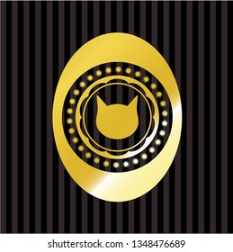 cat face icon inside shiny emblem