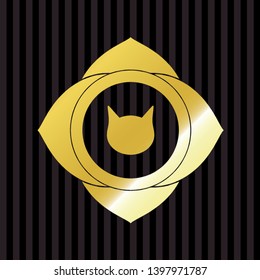 cat face icon inside shiny emblem