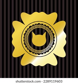 icono de la cara del gato dentro del emblema brillante. 
