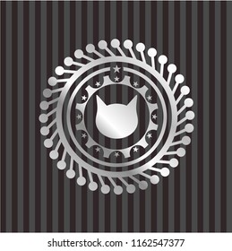 cat face icon inside silvery shiny emblem