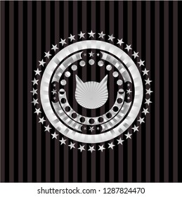 cat face icon inside silvery shiny badge