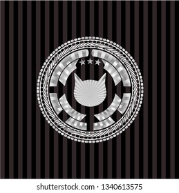 cat face icon inside silvery shiny emblem