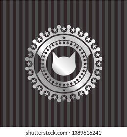 cat face icon inside silvery badge