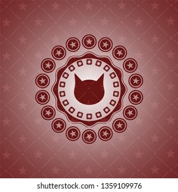 cat face icon inside vintage red emblem