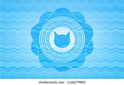 cat face icon inside water representation emblem background.