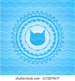 cat face icon inside water concept emblem.