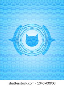 cat face icon inside water wave emblem.