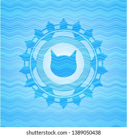 cat face icon inside water concept emblem background.