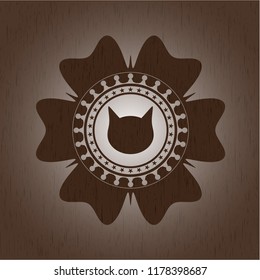 cat face icon inside wood emblem. Retro