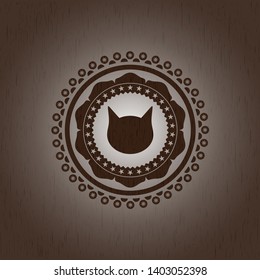 cat face icon inside wood signboards
