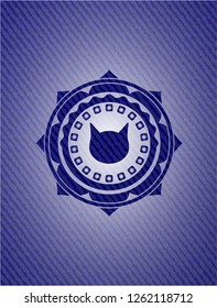 cat face icon with jean texture