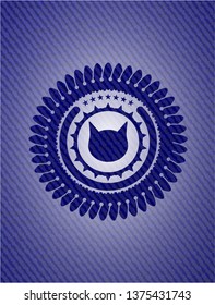 cat face icon with jean texture