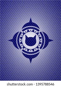 cat face icon with jean texture