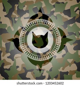 cat face icon on camo pattern