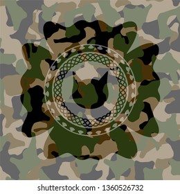 cat face icon on camo pattern