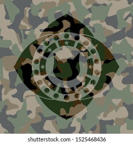cat face icon on camouflaged pattern