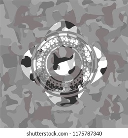 cat face icon on grey camo texture