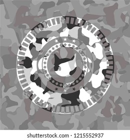 cat face icon on grey camouflage pattern