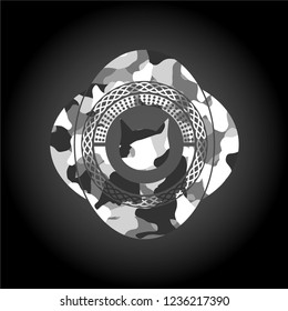 cat face icon on grey camouflage pattern