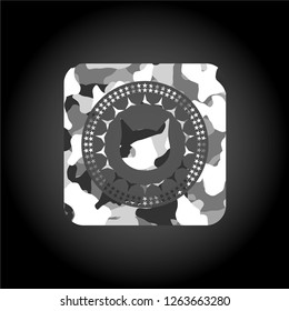 cat face icon on grey camo texture