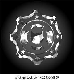 cat face icon on grey camo texture