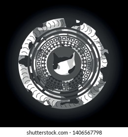 cat face icon on grey camo texture