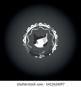 cat face icon on grey camo texture