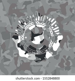 cat face icon on grey camo texture