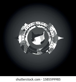 cat face icon on grey camo texture