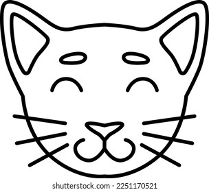Cat face icon. Smiling pet head line symbol
