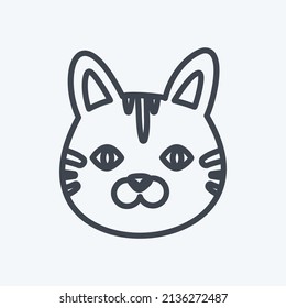 Cat Face Icon in trendy line style isolated on soft blue background
