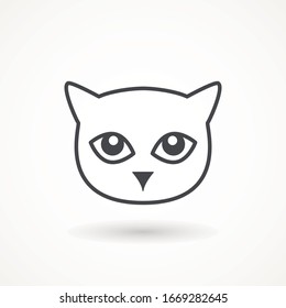 Cat face icon vector on white background. the head of a cat and dog