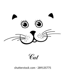 Cat face isolate on white background.  Vector Illustration
