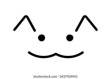 Cat Face. Cat Isolated object on white background. Outline style character design. Hand drawn Line art Kitten pet. Hand drawn vector illustration of cat face. Cartoon cat face