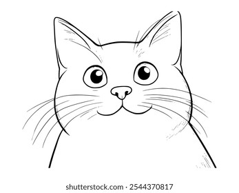 Cat face, line art illustration